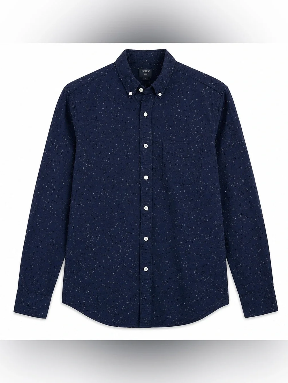 J. Crew Men’s Navy Speckled Button-Down Shirt with Chest Pocket